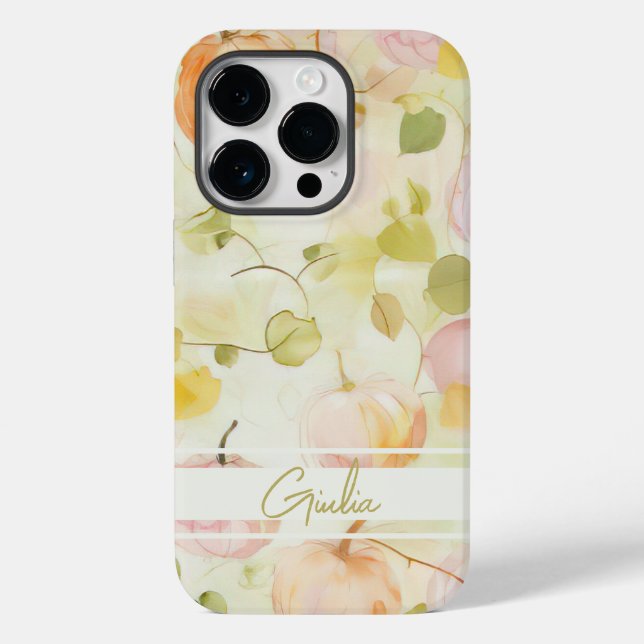 design de queda de abóbora de aquarela com nome (Verso)