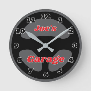 design de relógio de parede de garagem de volante
