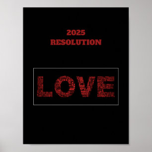 design de RESOLUÇÃO 2025 AMOR Poster vermelho mode