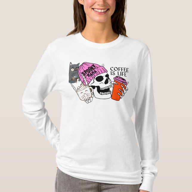 Design de sekeleton de café com T-Shirt (Frente)