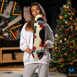 Design de skate Abstrato preto e vermelho preto