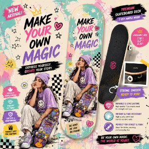 Design de Skate Colorido para Garotas Arte de Ru