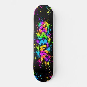 Design de Skate Gamer Neon Grafite Colorido