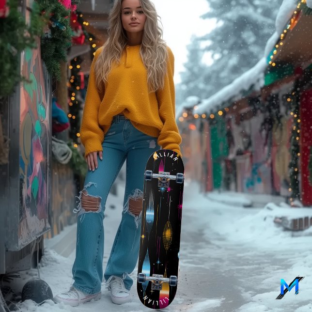 Design de skateboard com retrô atômico colorido (Criador carregado)