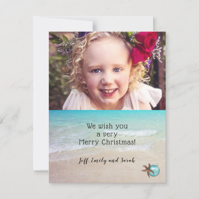 Design de Starfish Cartões de foto de Natal (Frente)