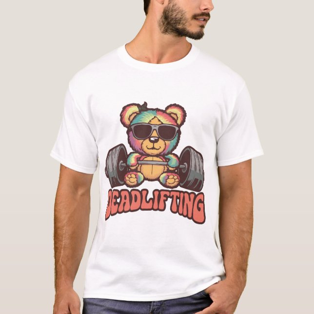 Design de T-Shirt do Urso de Levantamento Psicodél (Frente)