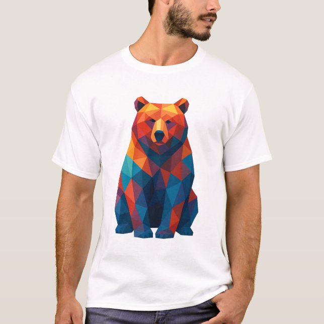 Design de T-Shirt do urso geométrico (Frente)