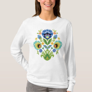 Design de T-Shirt Polonês Floral Blue & Teal
