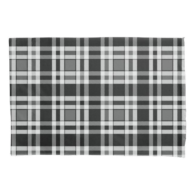 Design de Tartan Xadrez Flannel Branco preto (Frente)