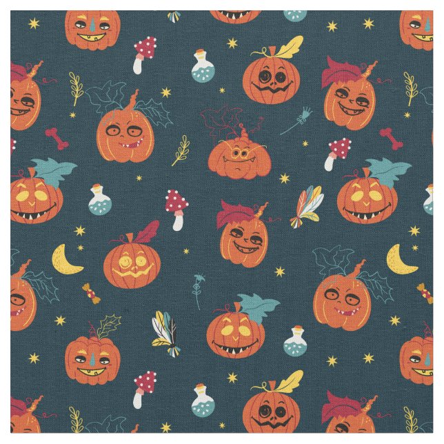 Design de tecido de Halloween de Pumpkins (Detalhe)