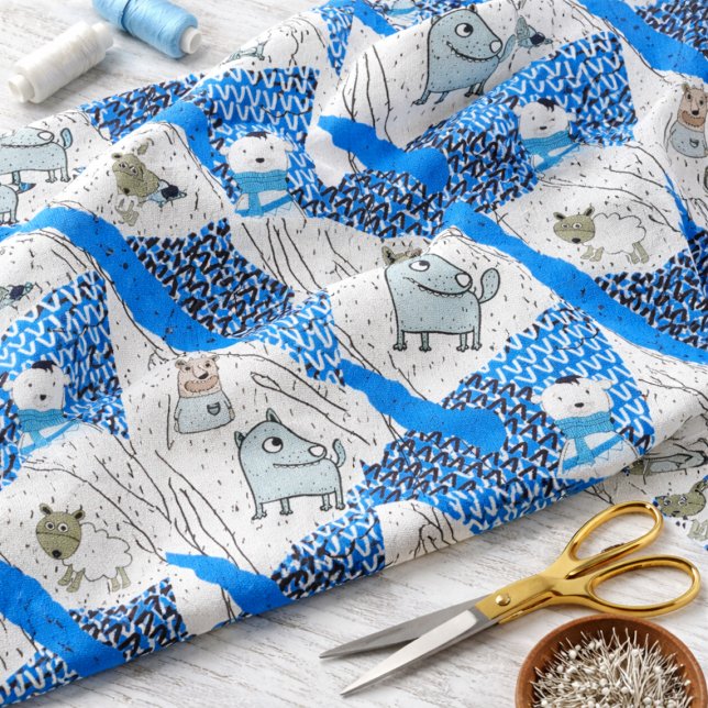 Design de tecido infantil com padrão de animal nór (Criador carregado)