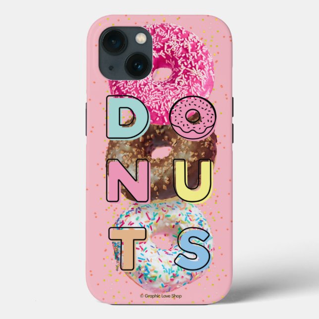 design de tipografia de Donuts sobre fundo de Donu (Verso)