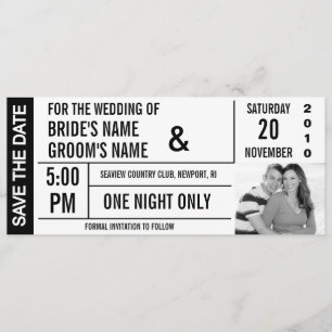 Design de tíquete Salve os Cartões com fotos de da