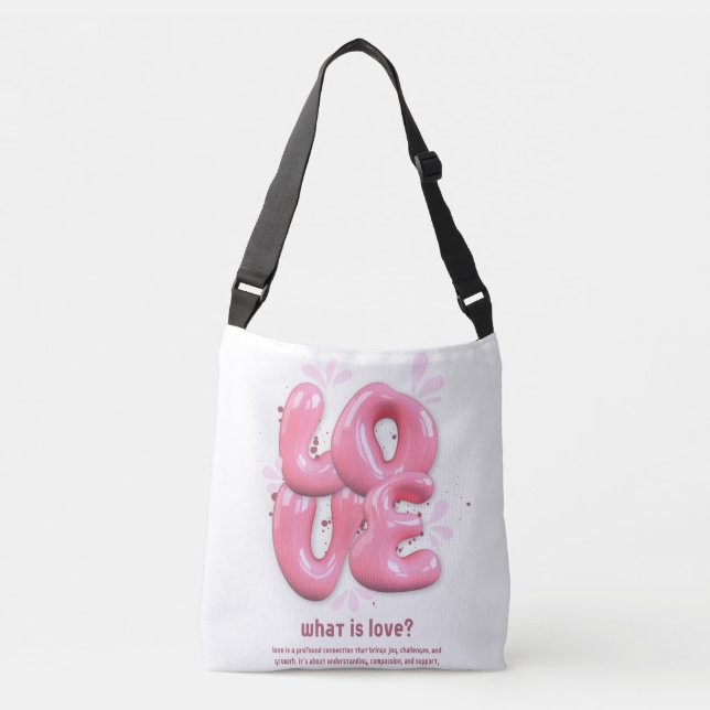 Design de Tote com Citação de Amor 3D Rosa (Frente)