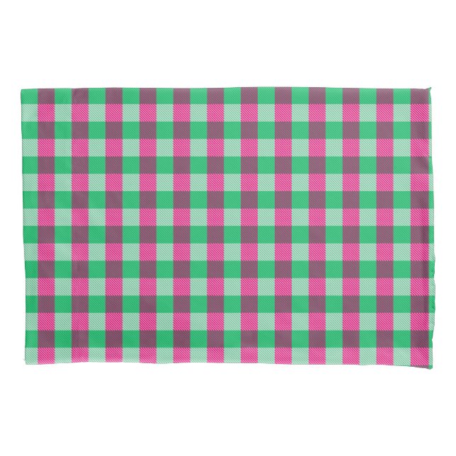 Design de Verificação de Gingham Verde Rosa (Frente)