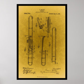 Design de Vintage impressão de patente de trombona