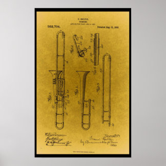 Design de Vintage impressão de patente de trombona