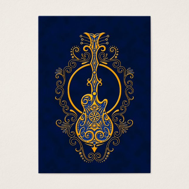 Design de Violão Azul-Ouro Intriciado (Frente)