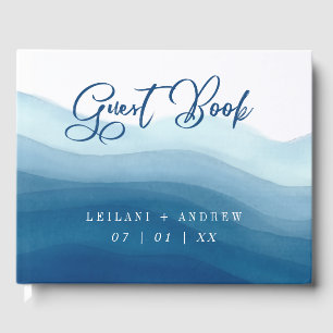 Design de Watercolor Wave Wave Azul   Livro convid