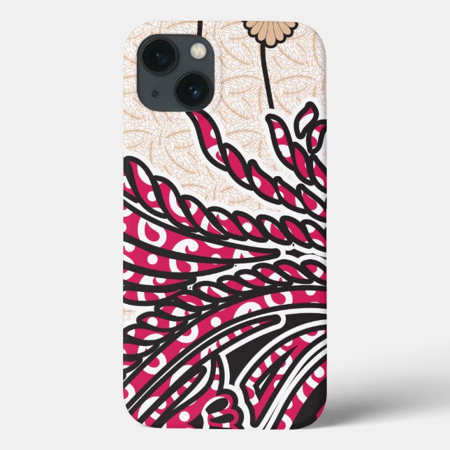 Design decorativa com vermelho vívido e alfinete (Verso)