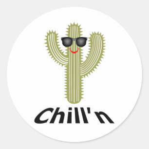 Design do cacto de Chill'n - etiqueta redonda