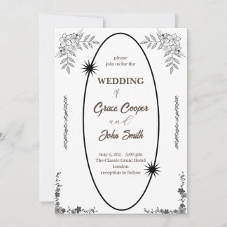 Design do cartão de casamento preto-e-branco