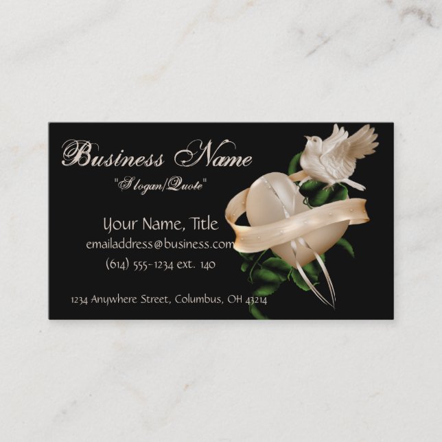 Design do coração com cartões de visitas da pomba (Frente)