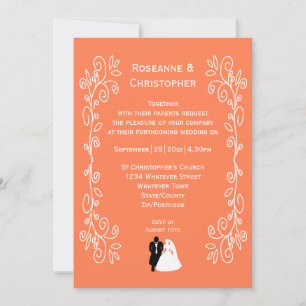 Design do Coral Wedding Noivo de Convite