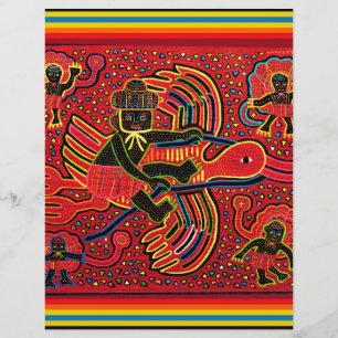 Design do Índio Kuna com Cegonha trazendo Bebê