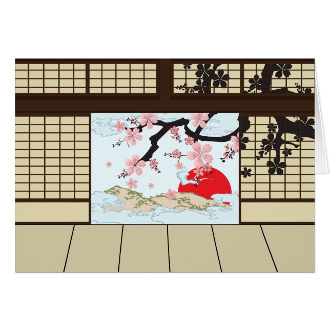 Design do japonês - cartão da opinião do Shoji (Frente Horizontal)