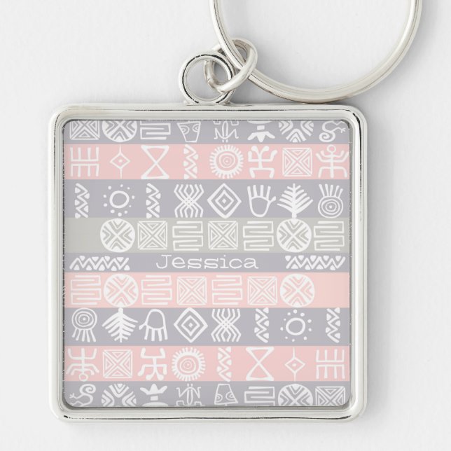 Design Étnico Boho-chic Personalizado Chaveiro (Frente)