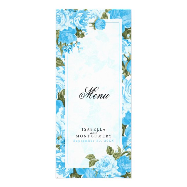 Design Floral Azul Baby - Menu (Frente)