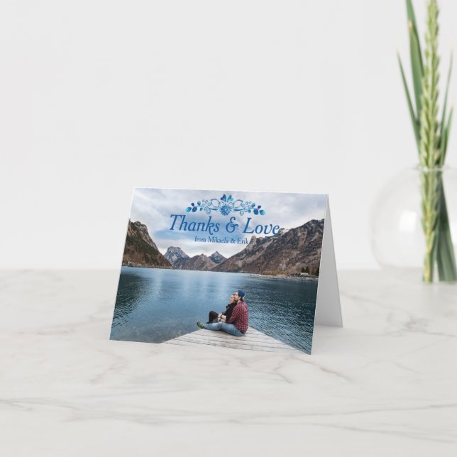 Design Floral Azul do cartões de agradecimentos so (Frente)