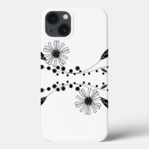 Design Floral Branco e Preto