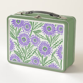 Design Floral Branco, Verde, Lavanda De Bloco