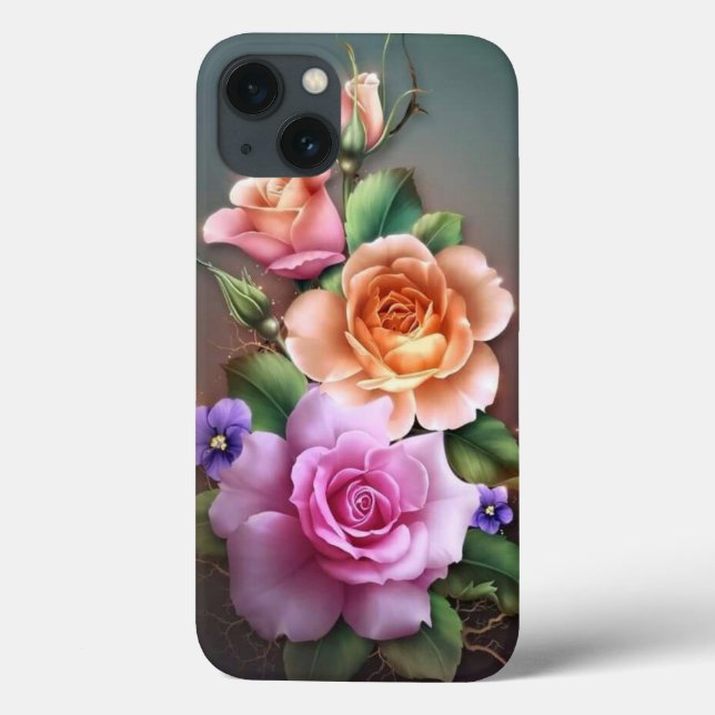 Design Floral - capas de iphone de gabinete (Verso)