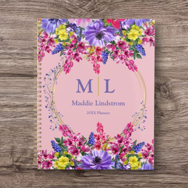 Design Floral do Planejador Pessoal (Personalize your Yearly Planning Journal. Great idea for a custom gift.)