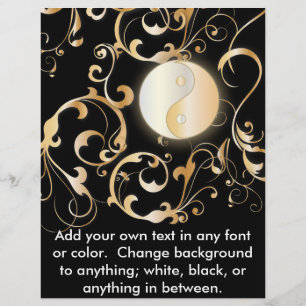 Design floral dourado de Yin & de Yang