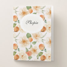 Design Floral Elegante Pêssego e Creme