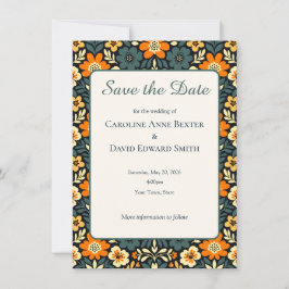 Design Floral Moderno em Azul Verde e Laranja Save