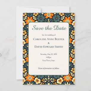 Design Floral Moderno em Azul Verde e Laranja Save