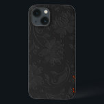 Design Floral Monocromática Elegante Cinza<br><div class="desc">Cinza floral de colheita monocromática,  simples e escura,  elegante.Monograma personalizado e opcional em vermelho coral sugerido. Olhar em relevo é um efeito de fotoshop e não algo real.</div>