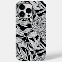 Design Floral Preto e Branco para Capa de telefone
