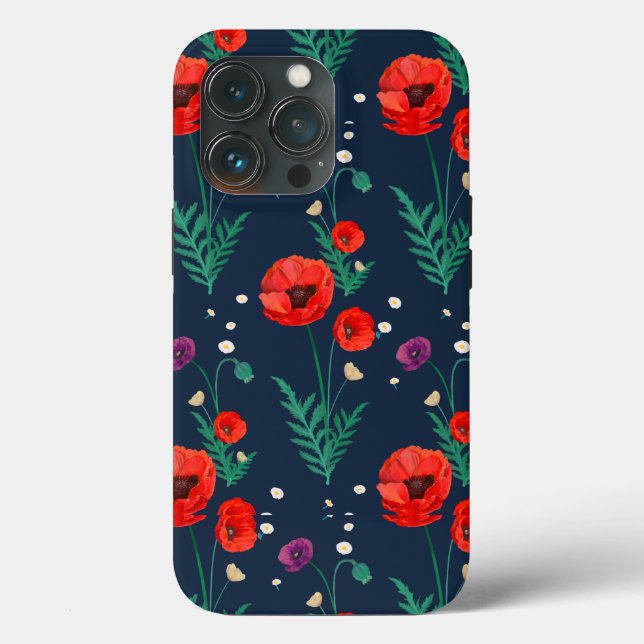 Design Floral Vermelho capas de iphone de Casquilh (Verso)