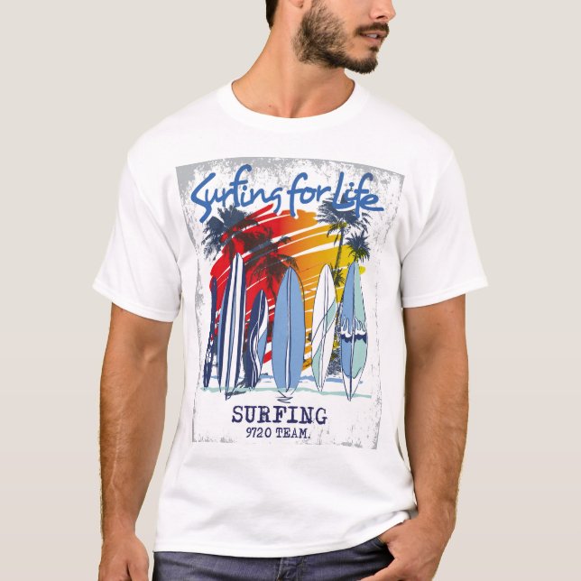 Design gráfico de camiseta de surfe de verão para  (Frente)