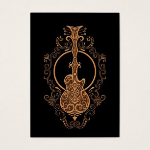 Design intrincado da guitarra de Brown no preto