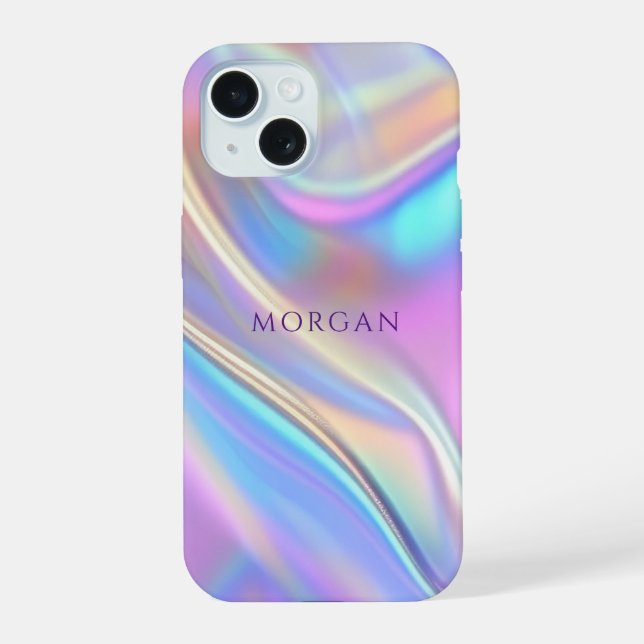 Design Iridescente, Nome de Texto Roxo Clássico (Verso)