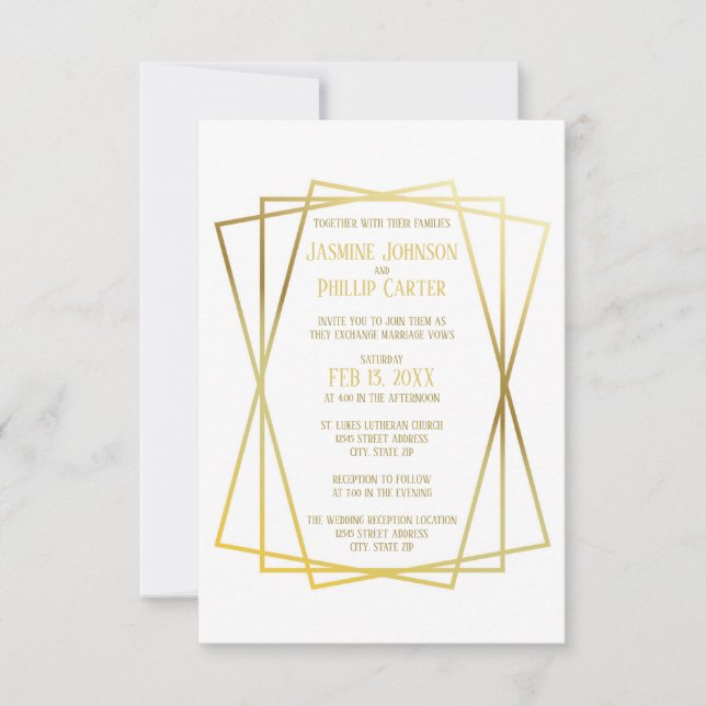 Design Mid Mod - Convite de Casamento/Recepção 3x5 (Frente)