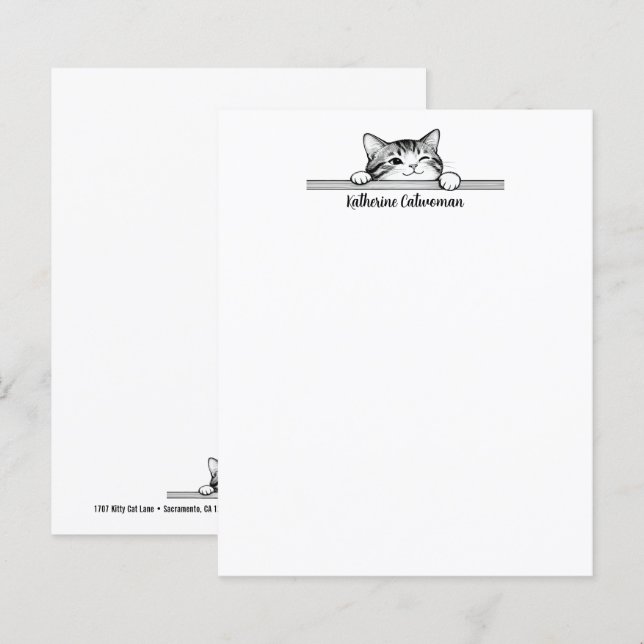 Design Minimalista de Gatinho Fofo - GATO 2 (Frente/Verso)