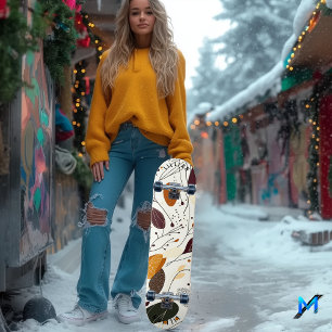Design Minimalista de Skate com Folhas Orgânicas